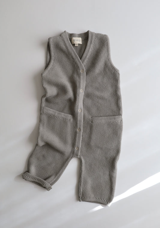 Knit Textured Romper | Slate Grey