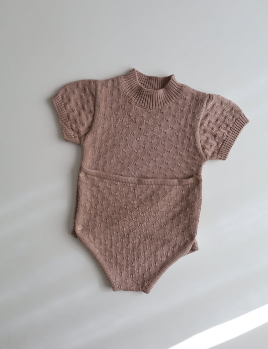 Knit Front Button Onesie | Lilac